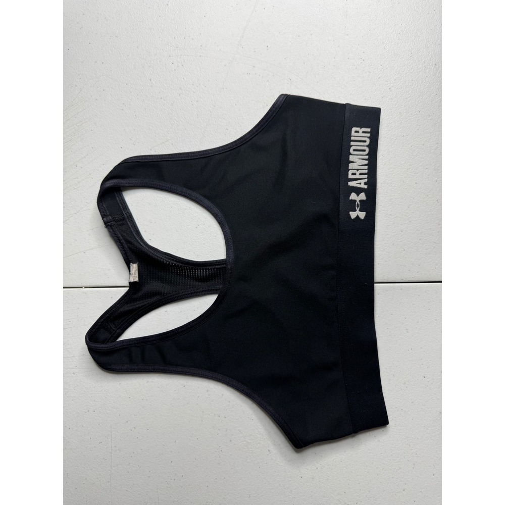 Under‎ Armour Girls Black Racerback Mesh Back Sports Bra Kids Size L